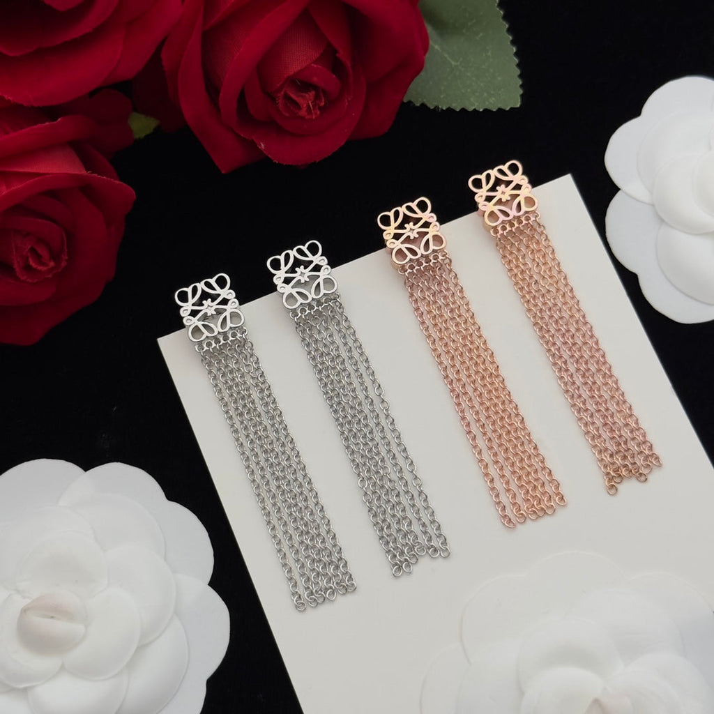 LOEWE ANAGRAM FRINGE EARRINGS