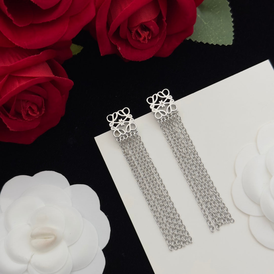 LOEWE ANAGRAM FRINGE EARRINGS