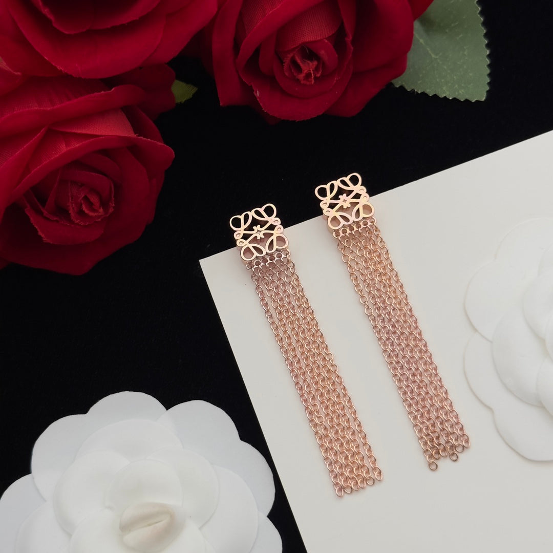 LOEWE ANAGRAM FRINGE EARRINGS