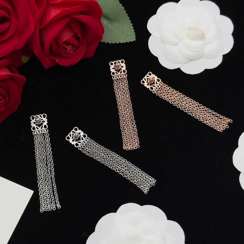 LOEWE ANAGRAM FRINGE EARRINGS