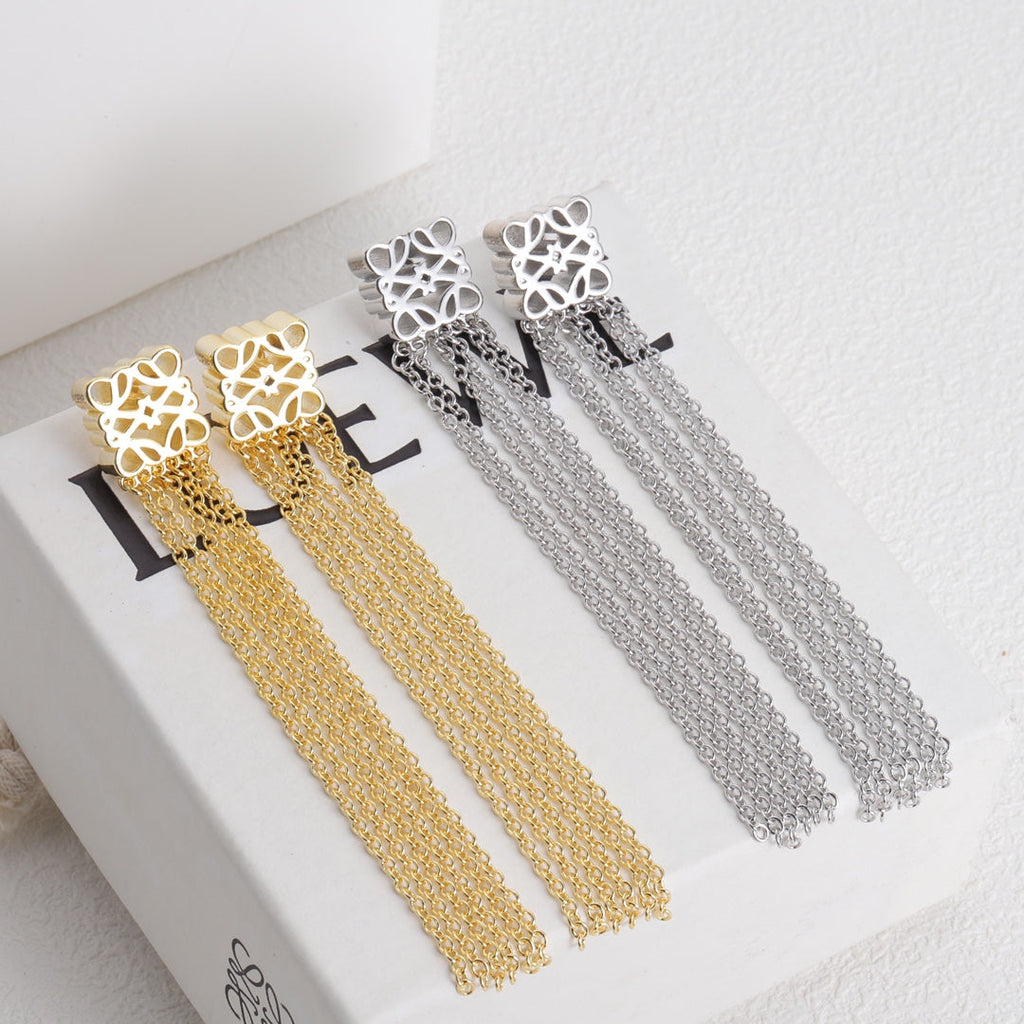 LOEWE ANAGRAM FRINGE EARRINGS