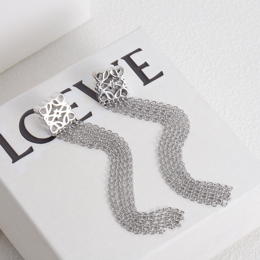 LOEWE ANAGRAM FRINGE EARRINGS
