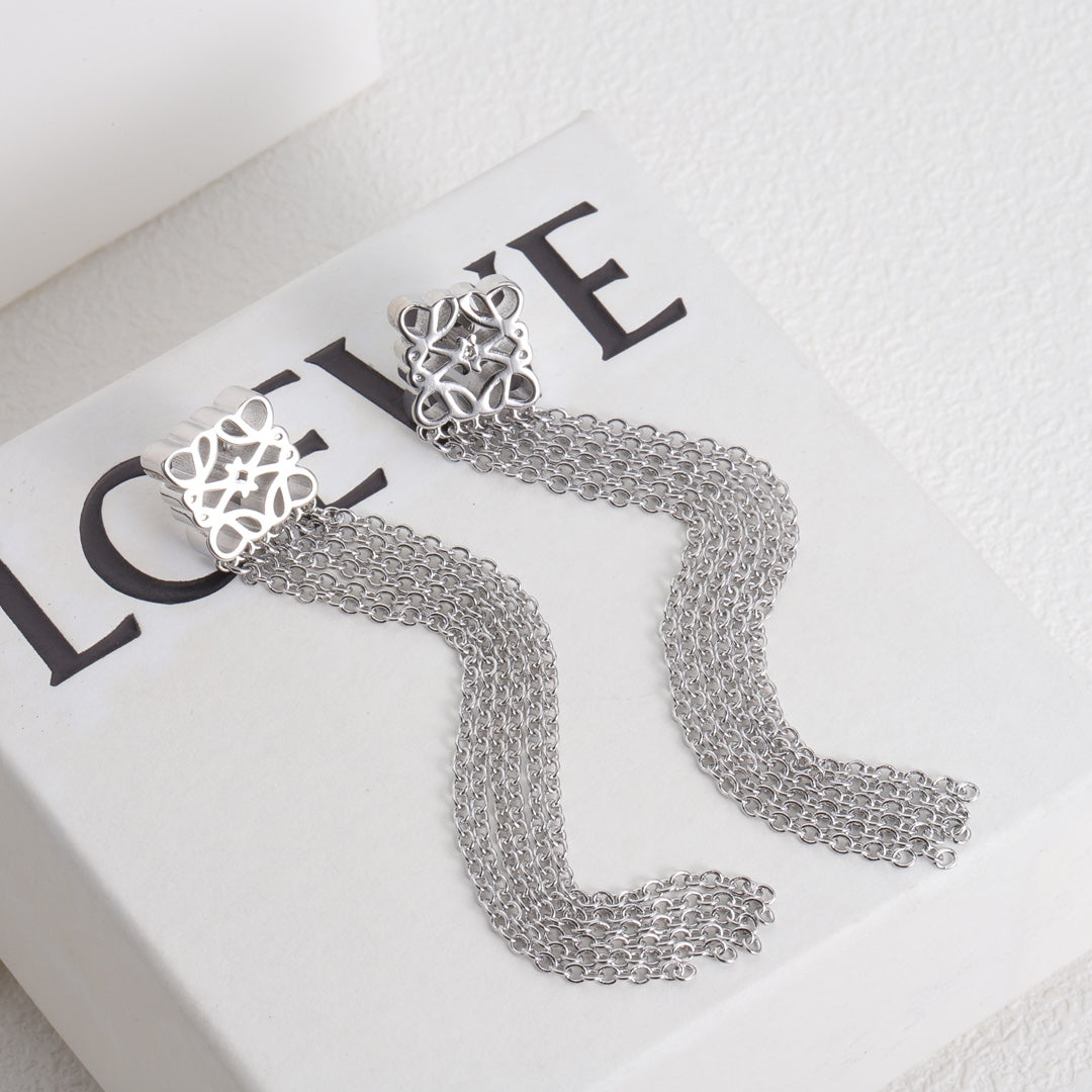 LOEWE ANAGRAM FRINGE EARRINGS