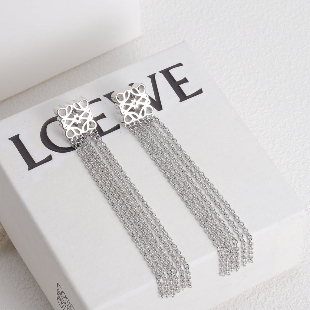LOEWE ANAGRAM FRINGE EARRINGS