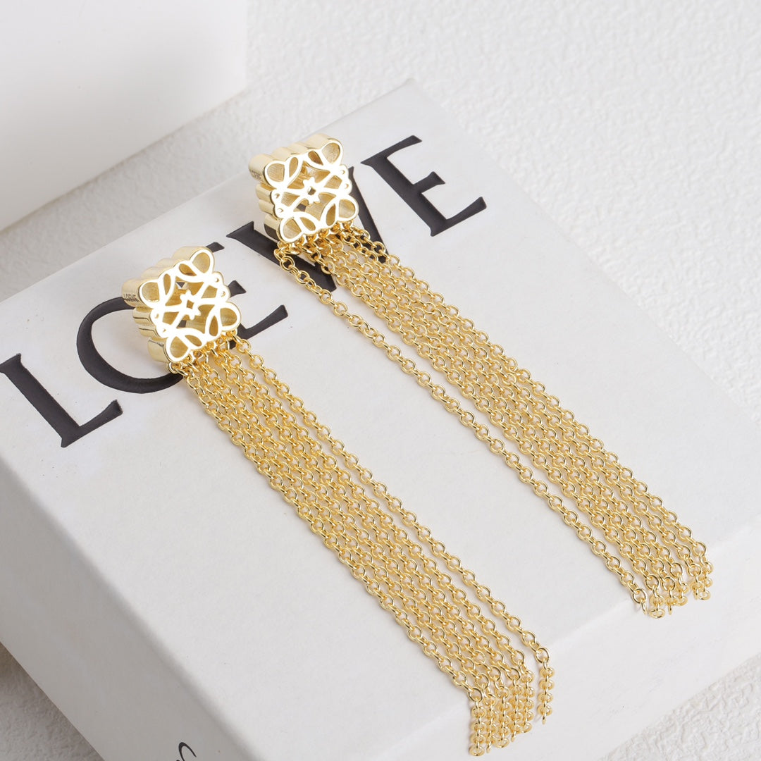 LOEWE ANAGRAM FRINGE EARRINGS