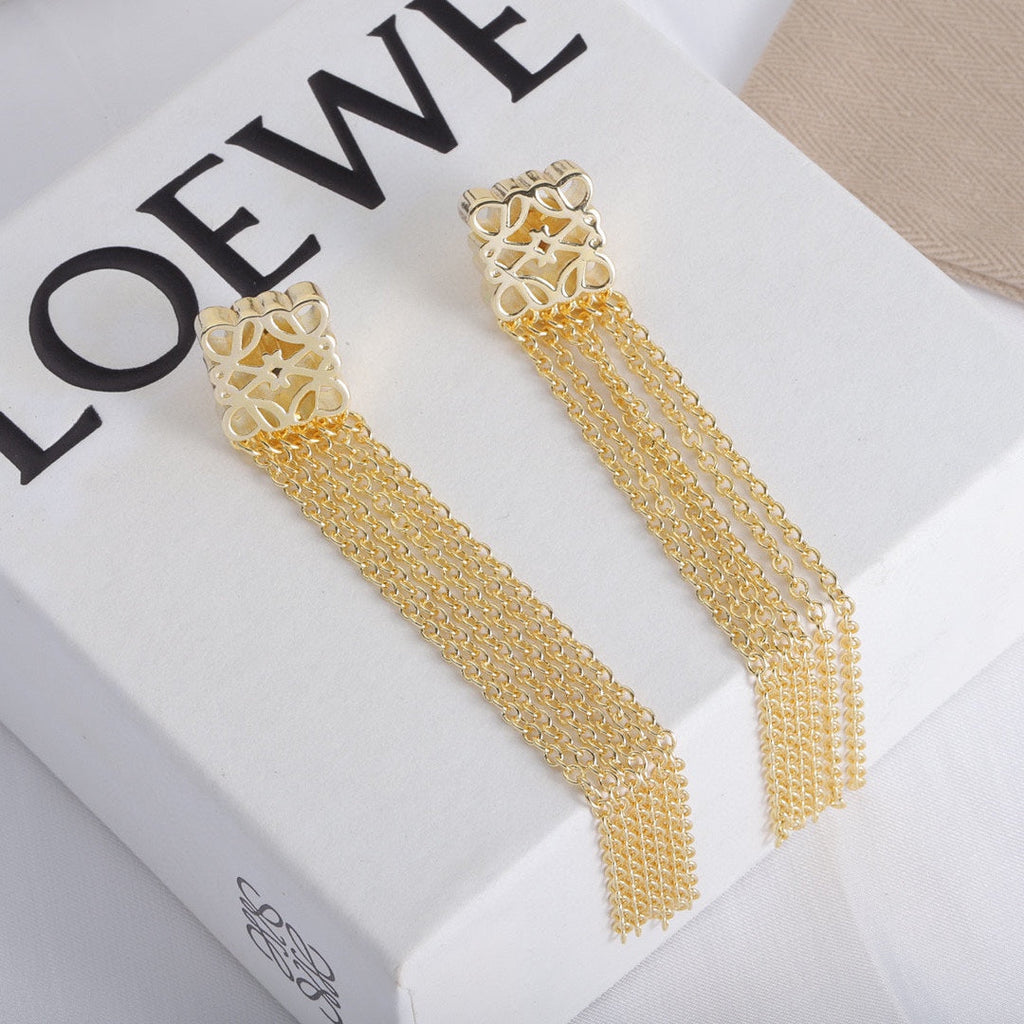 LOEWE ANAGRAM FRINGE EARRINGS