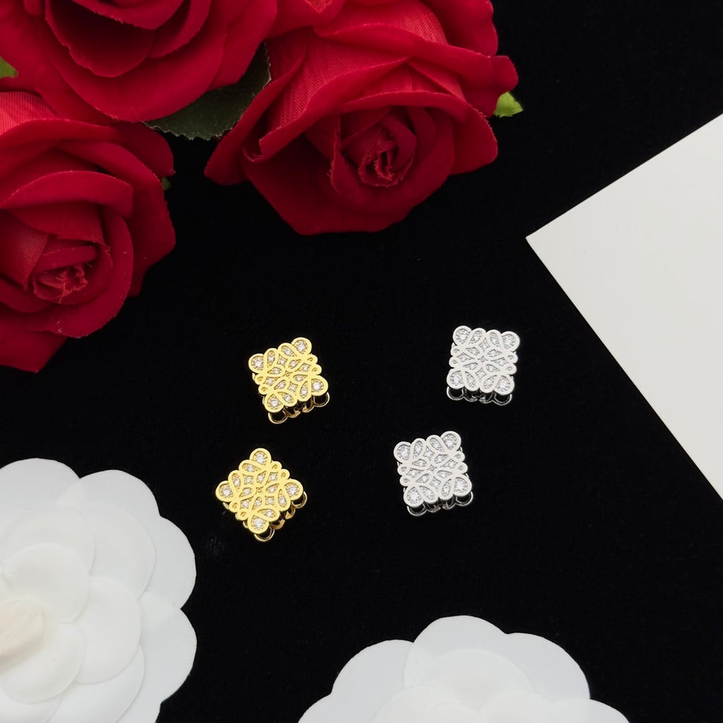 LOEWE ANAGRAM DIAMOND STUD EARRINGS