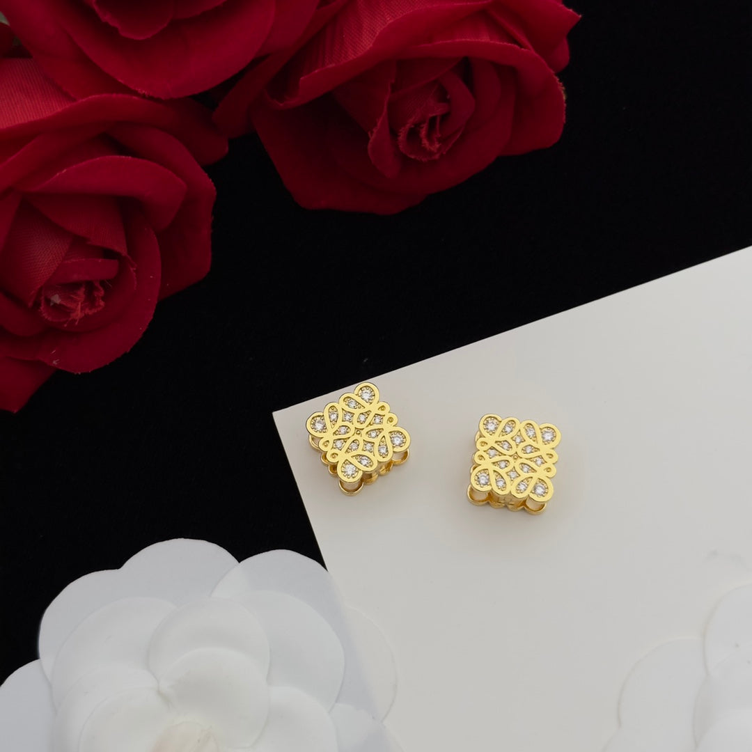 LOEWE ANAGRAM DIAMOND STUD EARRINGS
