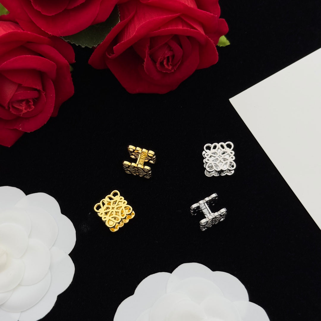 LOEWE ANAGRAM DIAMOND STUD EARRINGS