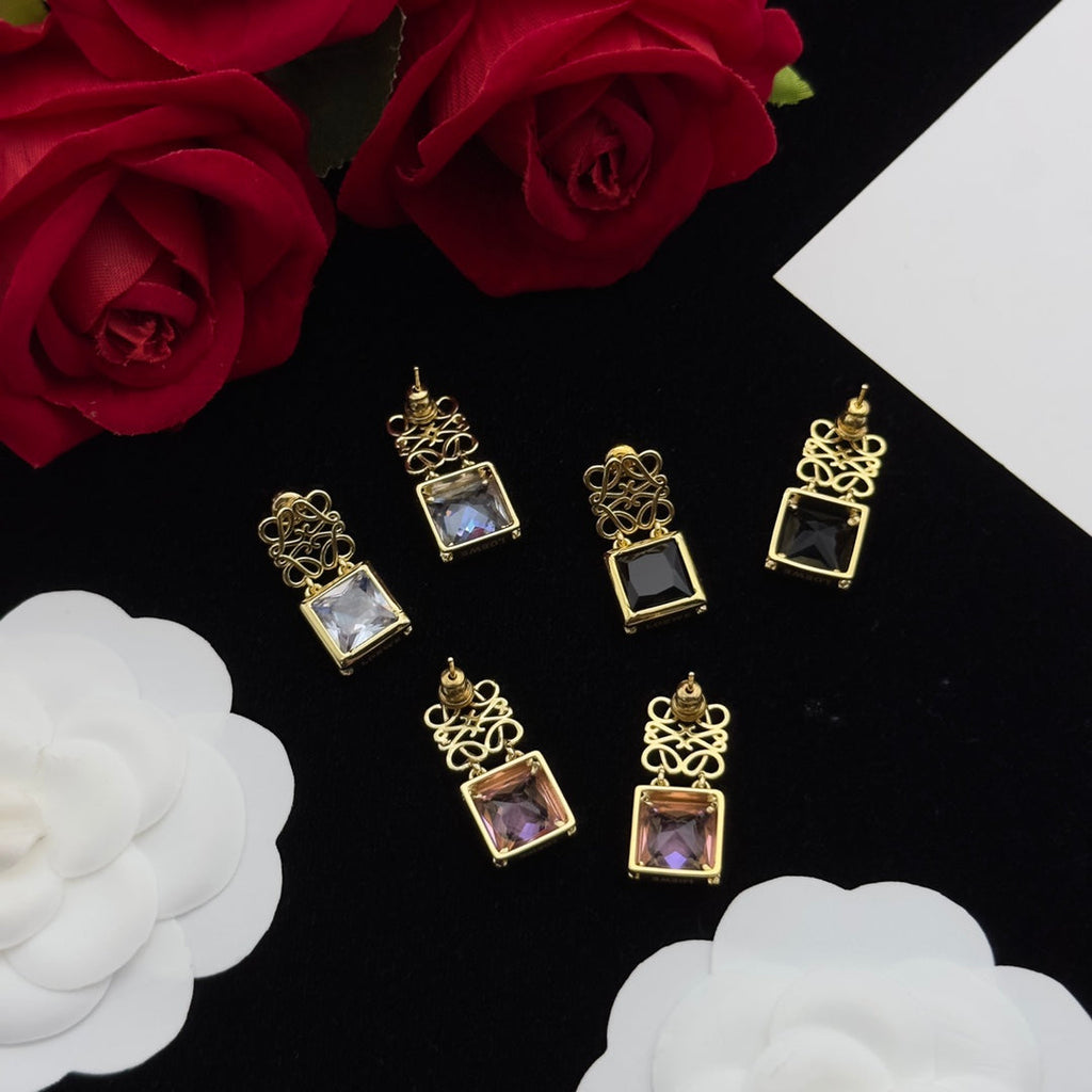 LOEWE ANAGRAM DROP DIAMOND GOLD EARRINGS