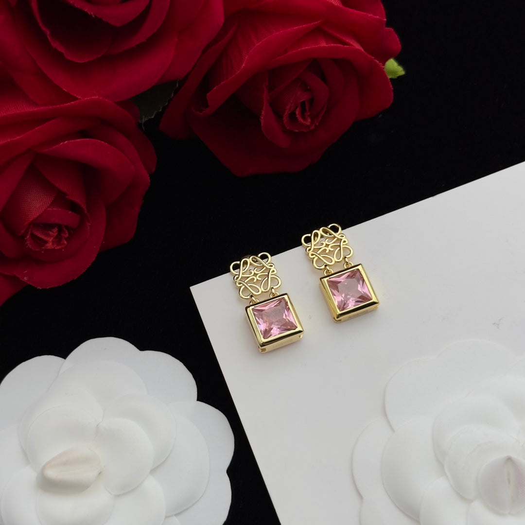 LOEWE ANAGRAM DROP DIAMOND GOLD EARRINGS