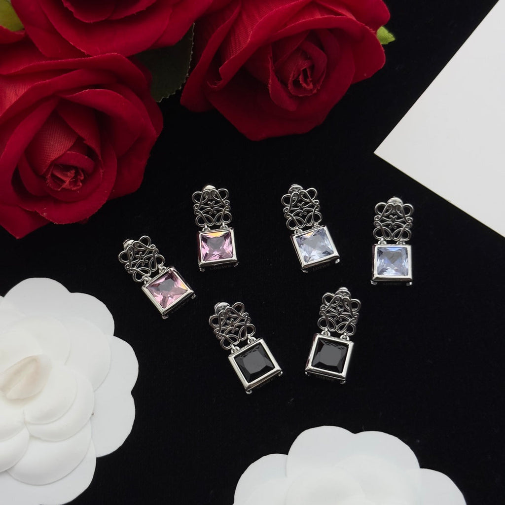 LOEWE ANAGRAM DROP DIAMOND SILVER EARRINGS
