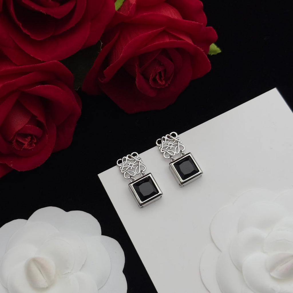 LOEWE ANAGRAM DROP DIAMOND SILVER EARRINGS
