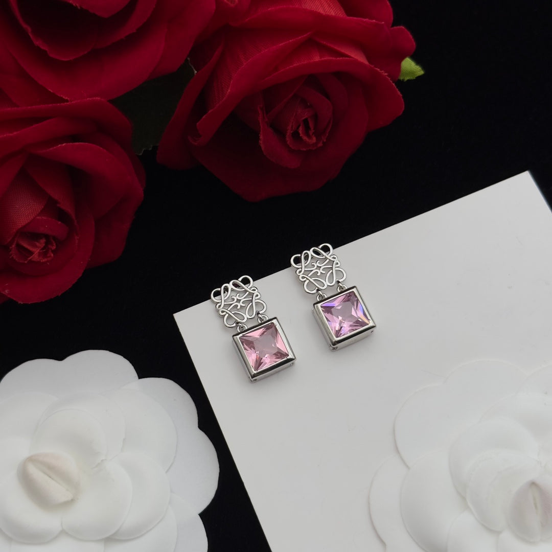 LOEWE ANAGRAM DROP DIAMOND SILVER EARRINGS