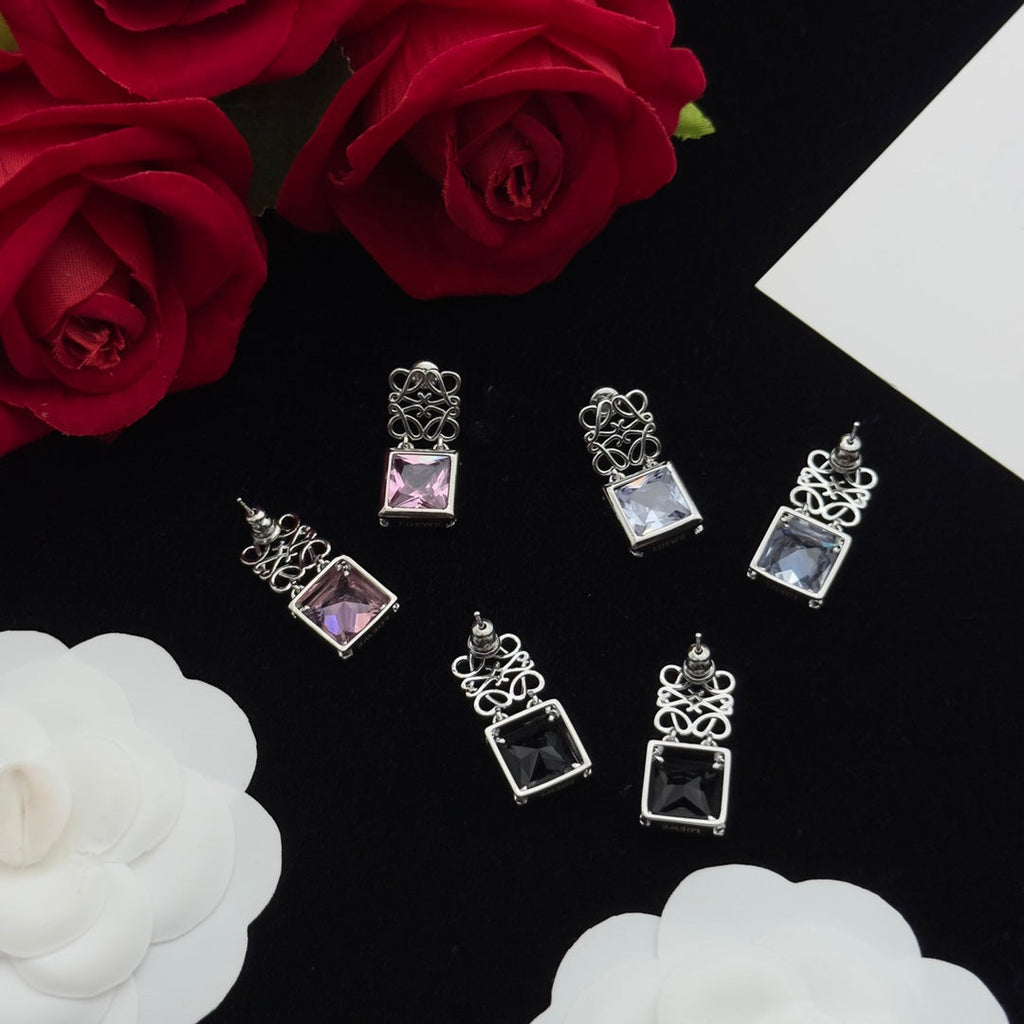 LOEWE ANAGRAM DROP DIAMOND SILVER EARRINGS