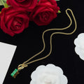 LOEWE ANAGRAM GREEN GOLD NECKLACE