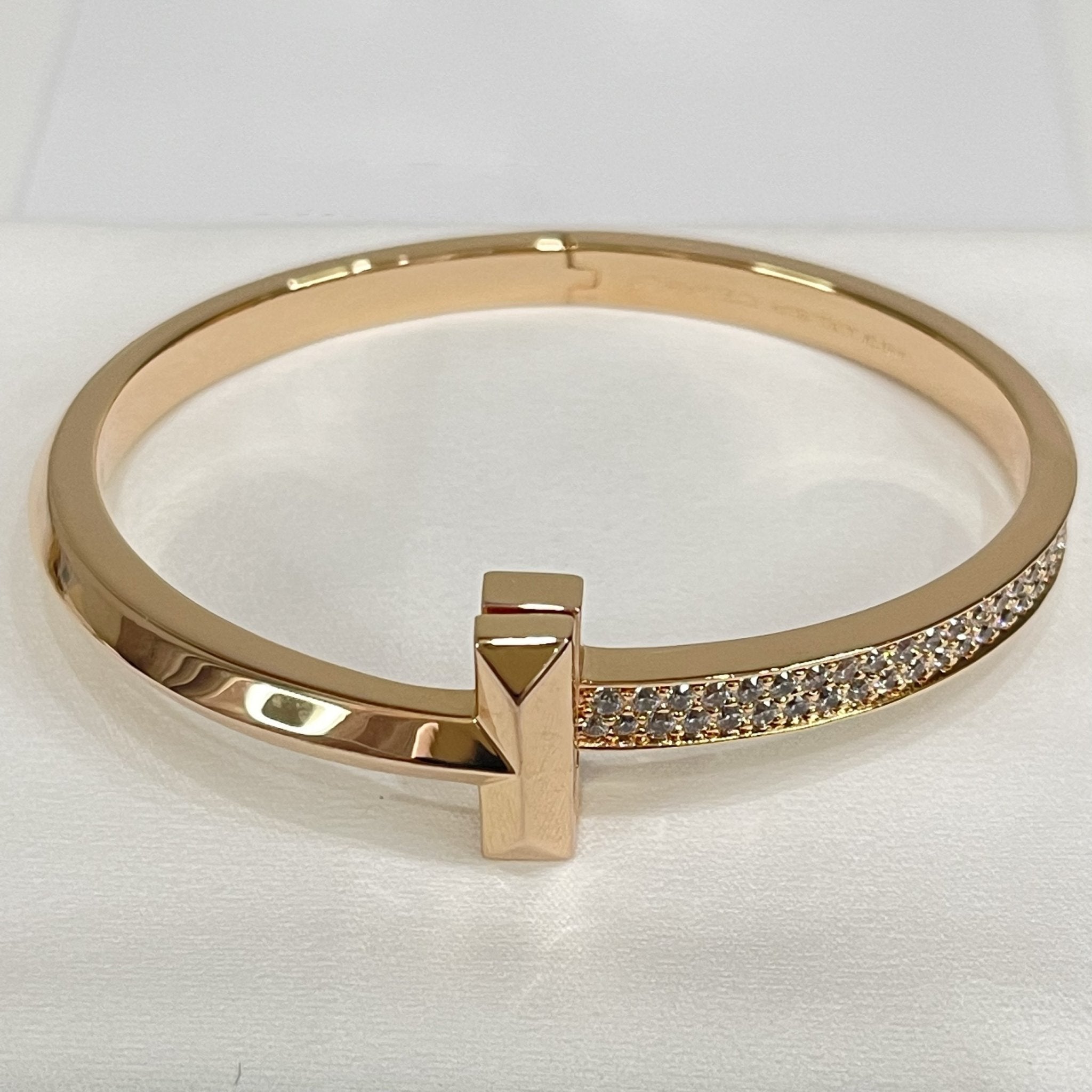 TIFFANY WIDE DIAMONDS HINGED BANGLE PINK GOLD